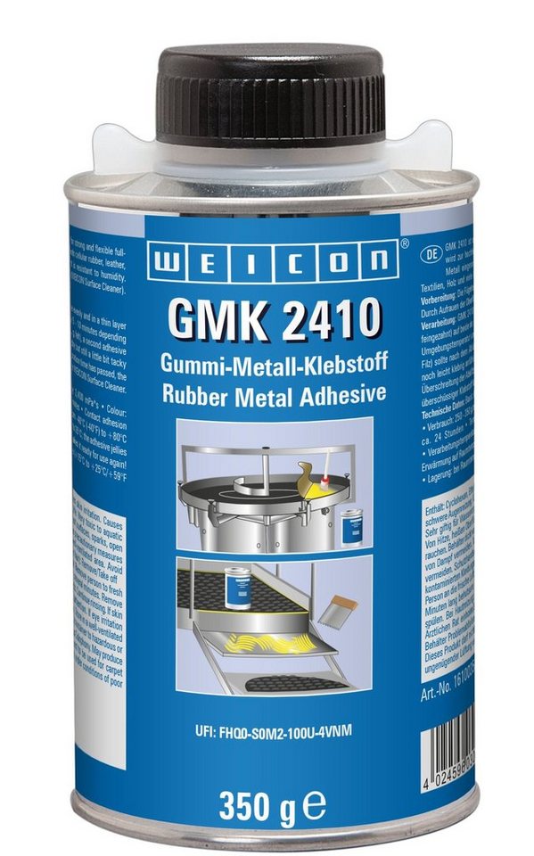 WEICON Klebstoff GMK 2410 Kontaktklebstoff, schnellhärtender 1K Gummi-Metall-Kleber, (Set), für flexible Verklebungen von WEICON