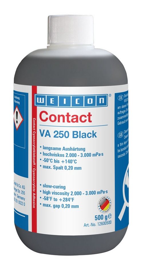 WEICON Klebstoff VA 250 Black Cyanacrylat, hochviskoser Sekundenkleber, gummigefüllt von WEICON