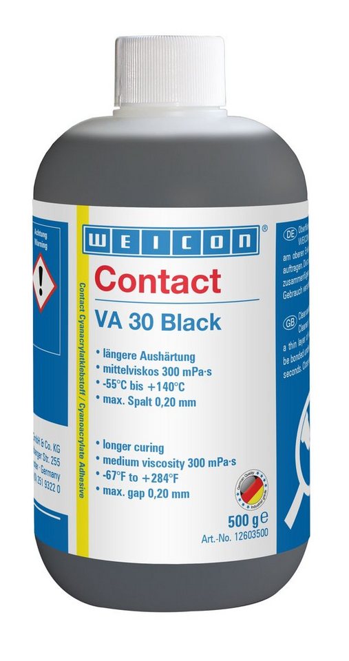 WEICON Klebstoff VA 30 Black Cyanacrylat, mittelviskoser Sekundenkleber, gummigefüllt von WEICON