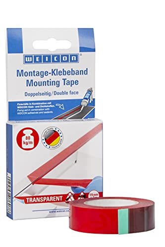 WEICON Montage-Klebeband transparent | doppelseitiges Klebeband | sehr haftstark und feuchtebeständig von WEICON