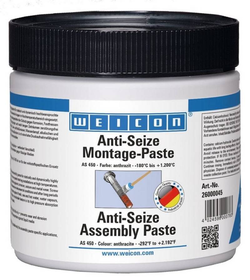 WEICON Montagepaste Anti-Seize Montagepaste, Schmier- und Trennmittelpaste, 450 g, hochtemperaturbeständig, außergewöhnlich gute Trennwirkung von WEICON