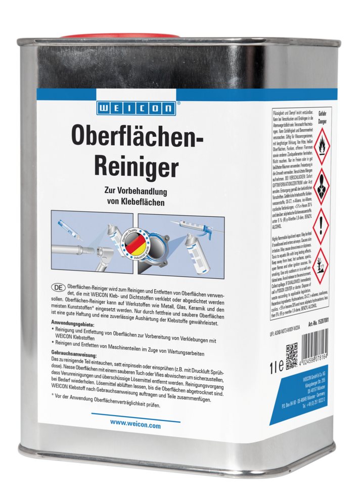 WEICON Oberflächenreiniger, zur Vorbehandlung von Klebflächen, transparent Flüssigreiniger (Rückstandsfrei verdunstend) von WEICON