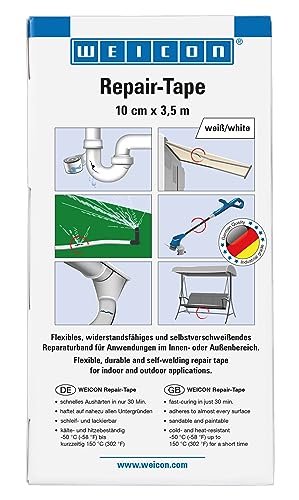 WEICON Repair Tape | 10cm x 3,5cm | Selbstverschweißendes Reparaturband für Notfallreparaturen an Rohren im Innen- und Außenbereich von WEICON