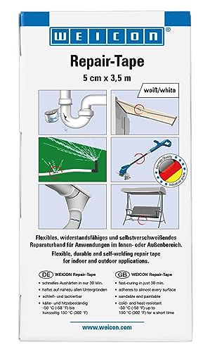 WEICON Repair-Tape 3,5 m x 5 cm, Reparaturband für Notfallreparaturen an Rohren im Innen- und Außenbereich, weiß von WEICON