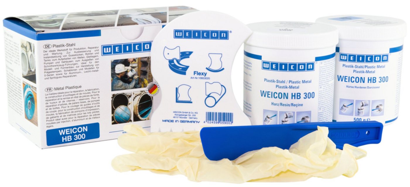 WEICON Reparatur-Set HB 300, stahlgefülltes Epoxidharz-System für Reparatur und Formgebung von WEICON