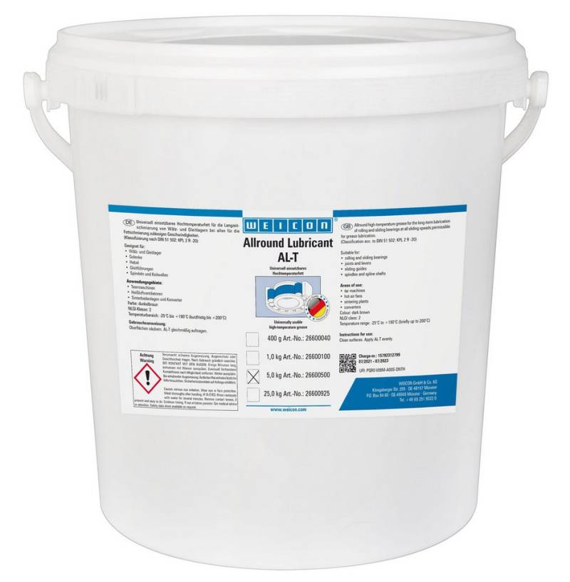 WEICON Schmierfett AL-T Hochleistungsfett, 5000 g, Hochtemperaturfett 190°C, Langzeitschmierung von WEICON