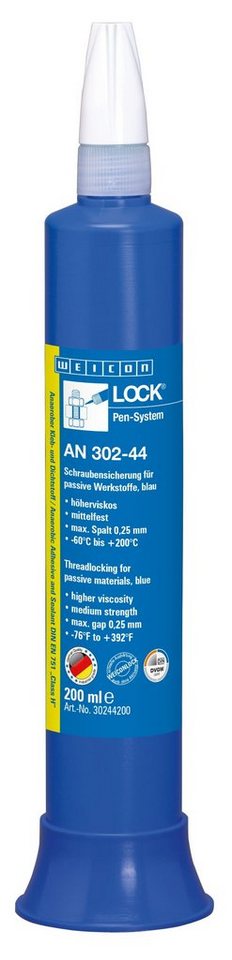 WEICON Schraubensicherung WEICONLOCK® AN 302-44, für passive Werkstoffe, mittelfest, blau von WEICON