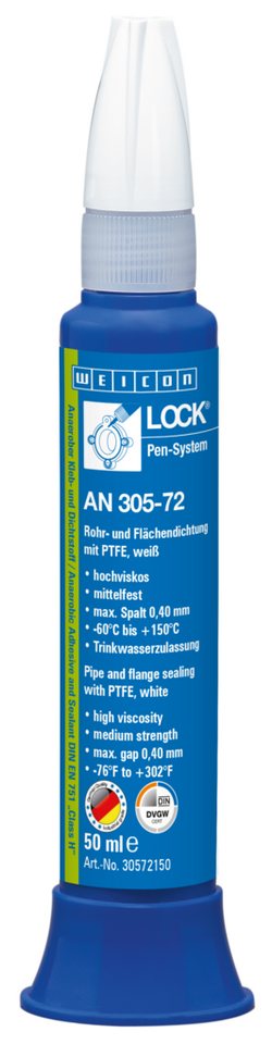 WEICON Schraubensicherung WEICONLOCK® AN 305-72 Rohr- und Flächendichtung, (Pen), Trinkwasser- und DVGW-Zulassung von WEICON