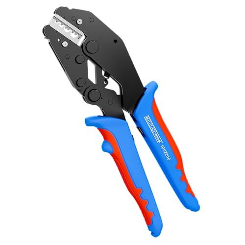WEICON TOOLS Crimpzange ERGO, ergonomische Presszange mit Wechselmagazin, Aderendhülsenzange, Ratschen-Automatik, blau/rot WEICON TOOLS Crimpzange ERGO, ergonomische Presszange mit Wechselmagazin, Aderendhülsenzange, Ratschen-Automatik, blau/rot von WEICON