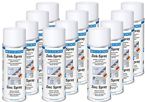 WEICON Zink-Spray 400 ml 12er Set | Rostschutzfarbe für alle Metalloberflächen |Farbe: leicht angewitterte Feuerverzinkung von WEICON