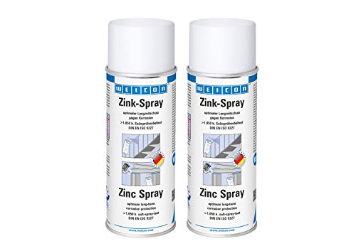 WEICON Zink-Spray 400 ml 2er Set | Rostschutzfarbe für alle Metalloberflächen | Farbe: leicht angewitterte Feuerverzinkung von WEICON