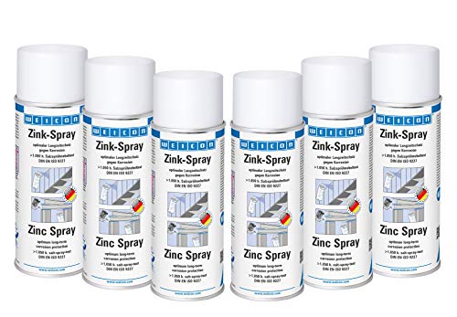 WEICON Zink-Spray 400 ml 6er Set | Rostschutzfarbe für alle Metalloberflächen | Farbe: leicht angewitterte Feuerverzinkung von WEICON