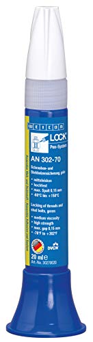 Weicon 30270020 WEICONLOCK AN 302-70 Schrauben-und Stehbolzensicherung 20ml hochfester Gewinde Kleber, grün von WEICON