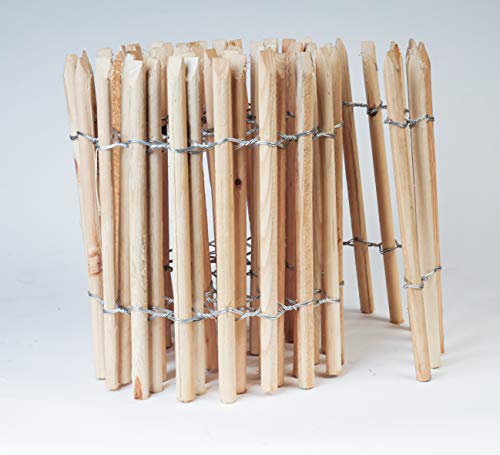 WEIDENPROFI Beeteinfassung, Beetumrandung aus Kiefer Holzstaketen - rund, Größe (BxH): 300 x 40 cm, Lattenabstand 2-3 cm von WEIDENPROFI