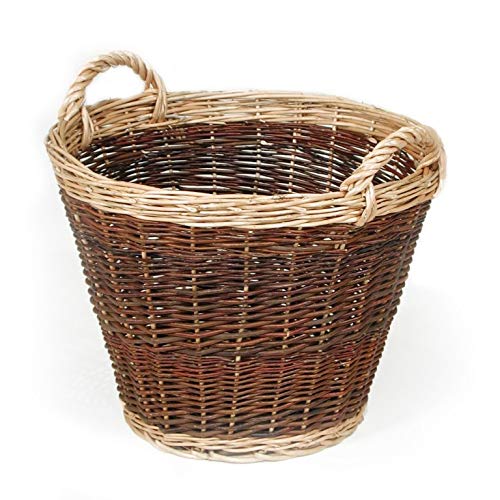 WEIDENPROFI Weidenkorb, Holzkorb zweifarbig aus Weide, rund mit Henkel - Größe: Ø 37-55 x 33 cm hoch von WEIDENPROFI