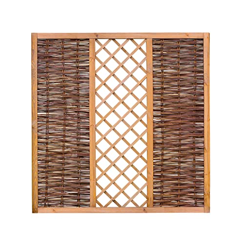 Weidenprofi Sichtschutz, Weidenzaun Modell ELEGANT, Flechtzaun aus Weide mit Rankgitter, Größe (BxH): 180 x 180 cm von WEIDENPROFI