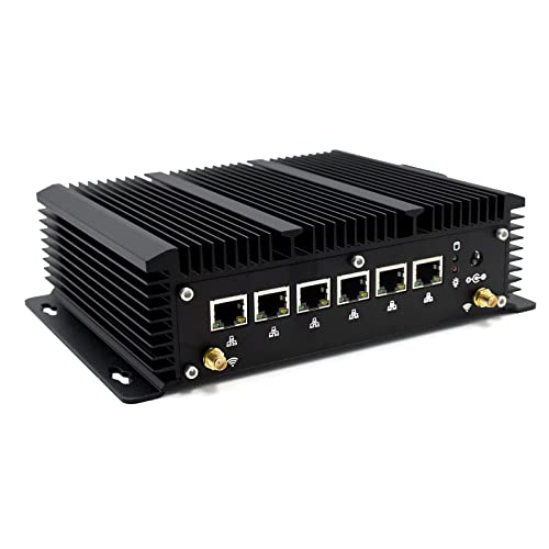 Fanless PC, Firewall Appliance Fanless, Core i5-10210U, 6 x 2.5GbE Ethernet for Network Gateway Router, Support AES-NI, OPNsense, Ubuntu, ClearOS, 8G DDR4 RAM 512GB SSD, 1TB HDD, RJ45/DB9COM, WiFi von WEIDIAN