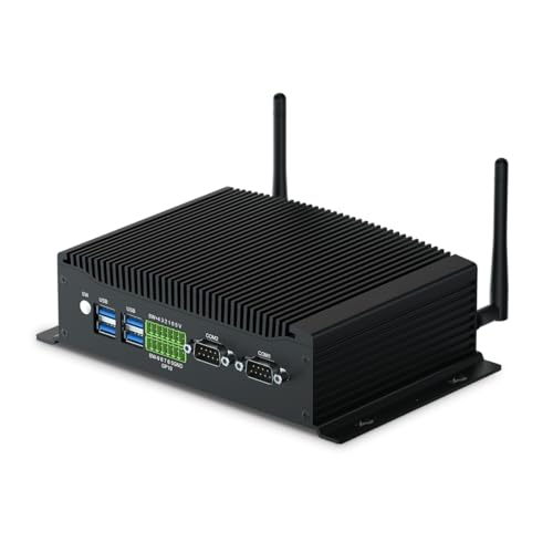 Industrieller Mini PC Windows 11 Pro Lüfterloser Mini Industrie PC 64 GB RAM DDR4 Hexa Core i7 10810U 512 GB SSD 2RS232 Dual NIC HD+HD+DP Triple Display GPIO Mini Computer Drei Displays WiFi BT4.2 von WEIDIAN