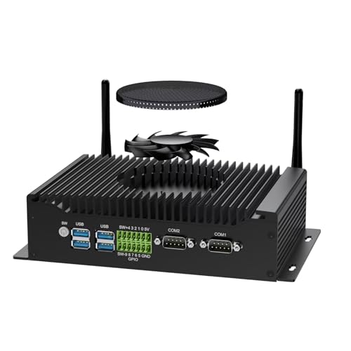 WEIDIAN Industrie Mini PC Win 11 Pro Core i7 10810U, (Lüfterkühlung) Industrial Mini Desktop Computer GPIO, 4K 2HD+DP, 2LAN, 2COM RS232/422/485, 6USB WiFi6&BT5.2 Auto Power On 64GB RAM 1TB SSD 2TB HDD von WEIDIAN