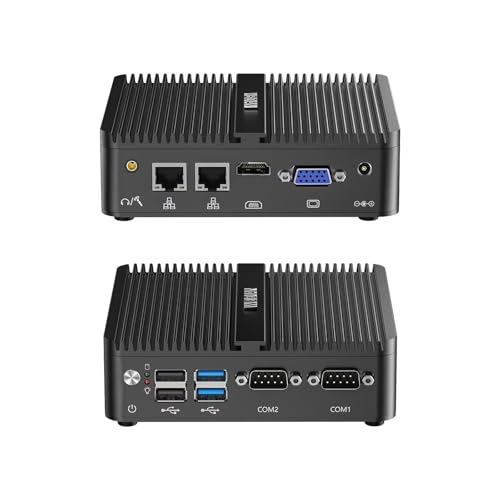 WEIDIAN Lüfterloser PC, Industrie PC, N100(bis zu 3,4 GHz) Industrial Fanless Mini Computer, HD/VGA Dual Display 4K HD, USB3.0, 2RS232 Com, 2 Gigabit Ethernet, WiFi, Win 11(16GB RAM 256GB SSD) von WEIDIAN