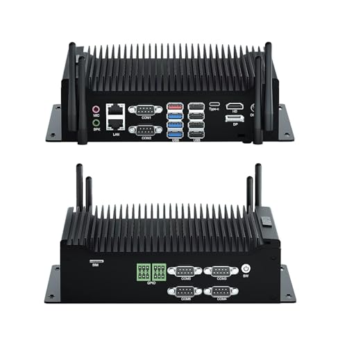 WEIDIAN Industrie Mini PC, Lüfterloser PC, Core i5 10210U(Bis zu 4,20 GHz), HD Type-C DP Triple Display, 8USB, 6RS232 COM, GPIO, WiFi, BT4.2, 2Gigabit Ethernet, SIM Card Slot, Win11, Auto Power On von WEIDIAN