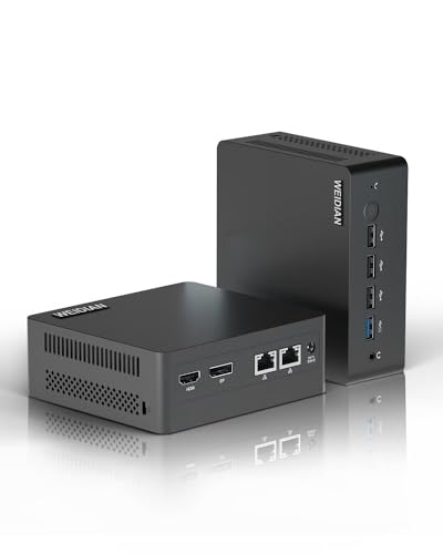 WEIDIAN Mini PC, 12th Alder Lake-N100 (bis zu 3,4 GHz), 8G LPDDR5 4800 MHz 128G M.2 SSD, Mini Computer Windows 11 Pro, 4K HD DP Dual Dispiay, Dual Gigabit Ethernet, 4USB WiFi5 BT für Business Office von WEIDIAN