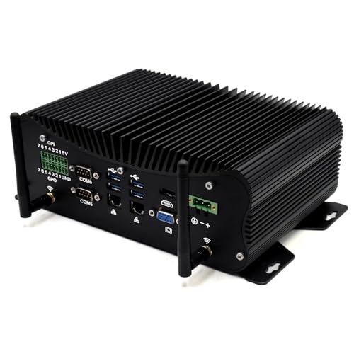 WEIDIAN Powerful Mini PC, Fanless Industrie PC, Core i7-10510U, 8GB RAM, 128GB SSD, 2NICs, 4USB 3.0, 2USB2.0, 2COM RS232, 4COM RS485/422, HDMI, VGA, Metal Case, Dual Band WiFi, BT, Windows 10 pro von WEIDIAN