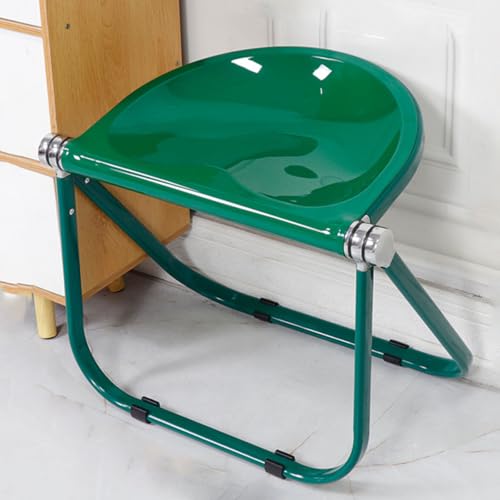 WEIDPHL Stapelbarer Klapphocker Aus Acryl, Transparenter Klappstuhl, Ergonomischer Stuhl Ohne Armlehnen, Stuhl Mit Metallrahmen Für Das Balkonbüro,Grün von WEIDPHL