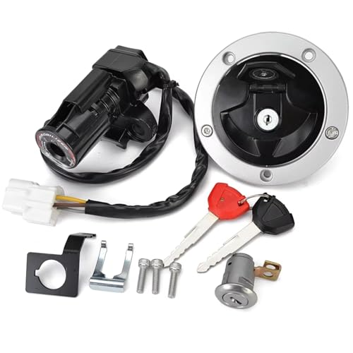 Start Key Lock Schalter Für ZX1000 ZX636 Für Ninja 1000 ZX6R ZX10R Z1000SX 27048-5024 27005-0556 Kraftstoff Gas Kappe Zündung Schalter Sitz Schloss Motorrad Zündschloss von WEIFANAA