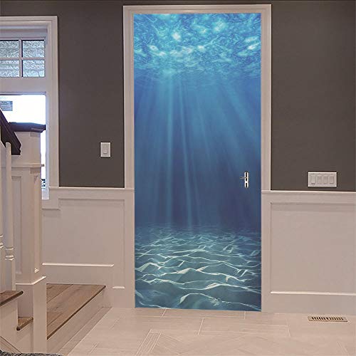 3D Innentür Unterwasser Wandbild (77X200Cm) Kunst Abziehbilder Wasserdichte Vinyl Diy Home Decor Tapete Für Wohnzimmer Schlafzimmer Küche Badezimmer Dekoration von WEIFENGX