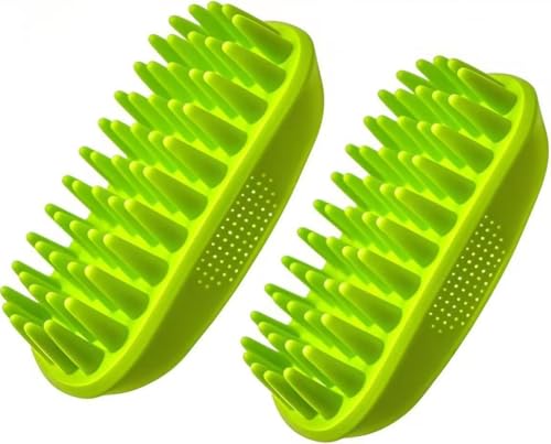 Silikon Shampoo Bürste für Hund, leicht zu reinigen Hundemassage Kamm,Soft Bath Brush Bürsten für Medium bis Long Haired Medium Large Haustiere und Cats(2 Packungen) von weigav