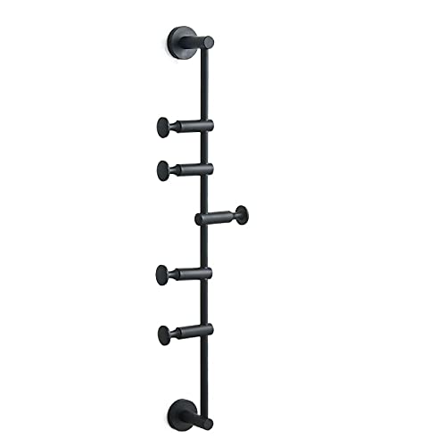 WEII Garderobe Massiv Messing Kleiderständer Wandbehang Dekoration Wohnzimmer Schlafzimmer Drehbar Einstellbar Kleiderbügel Handtuchhalter (Black,5 Hooks) von WEII