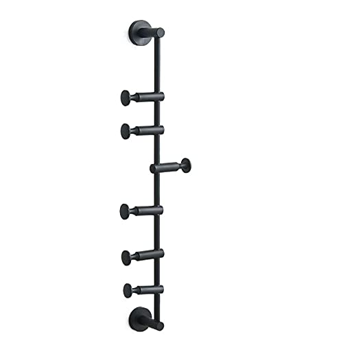 WEII Garderobe Massiv Messing Kleiderständer Wandbehang Dekoration Wohnzimmer Schlafzimmer Drehbar Einstellbar Kleiderbügel Handtuchhalter (Black,6 Hooks) von WEII