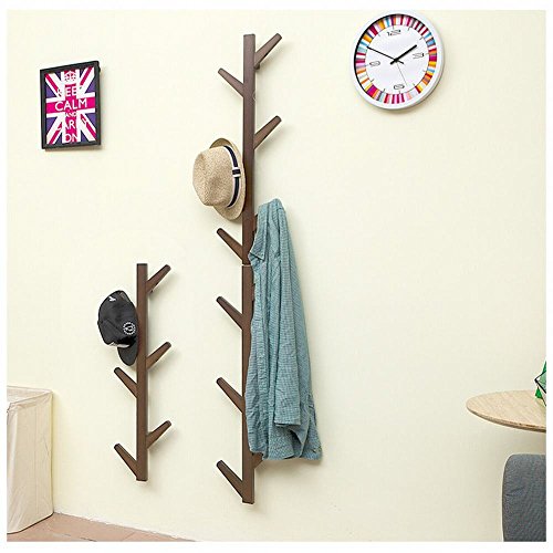 WEII Garderobe Massivholz Wand Hängende Dekoration Wohnzimmer Schlafzimmer Aufhänger Handtuch Rack, Braun, 98 * 22 * 7cm von WEII