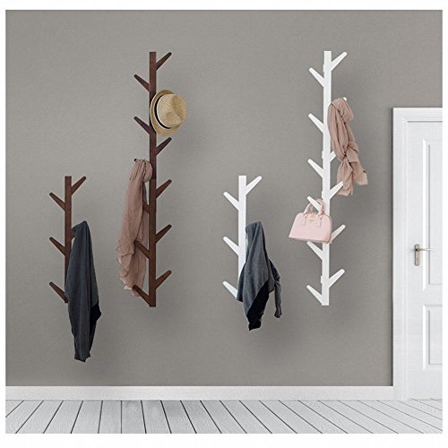 WEII Garderobe Massivholz Wand Hängende Dekoration Wohnzimmer Schlafzimmer Aufhänger Handtuch Rack, Weiß, 123 * 22 * 7cm von WEII