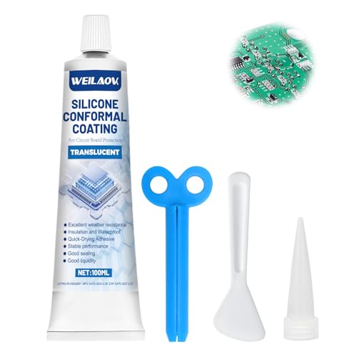 WEILAOK Elektrovergussmasse, Vergussmasse Elektronik Transparenter Isolierlack Heizkörperlack Conformal Coating, Wasserfes Hitzebeständig Geeignet für Leiterplatten und Steuerplatinen,100 ml von WEILAOK