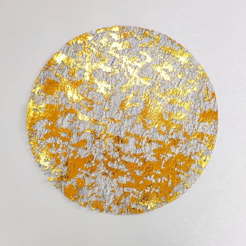 Premium Tischset Set, 24 Stück Runde Tischsets Schwarz Gold, Doppelseitigen Platzset Rund mit Goldfolie, Netzartig Platzdeckchen Glitzer Tischsets Platzsets für Esszimmer, Küche, Hochzeit, Party, Fest von WEINIBAO