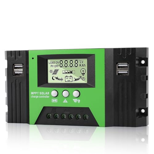 WEINUOER MPPT 80A Solar Laderegler 12V/24V Automatische 80A MPPT Laderegler mit Temperatursensor und LCD Display 4 USB Ports für Solarpanele 12V 24V Blei/Lithium Batterien von WEINUOER