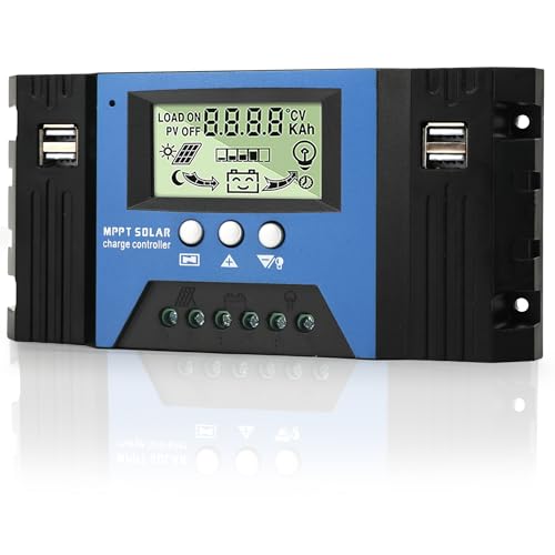 WEINUOER Upgrade MPPT 80A Solar Laderegler, 12V/24V Automatische Solar panel Laderegler mit Temperatursensor LCD Display und 4 5V USB Ports, für Solarpanele 12V 24V Blei Säure /Lithium Batterie von WEINUOER