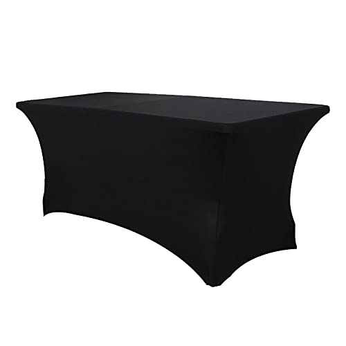 1x Rechteckig Elastan Stretch Tischdecke Tischhusse Tischcover Hussen für Party Hochzeit Schwarz 122x76x76cm von WEIPAI