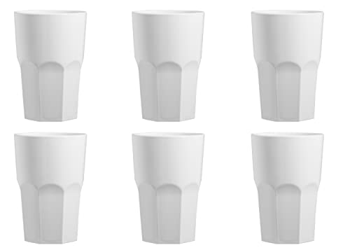 Garnet - Trinkbecher aus Kunststoff, wiederverwendbar, Modell Granity Weiß, Milchweiß, 6 Stück, spülmaschinenfest, 40 Rand, 33 – 35 cl bei Service – 100% Made in Italy von WEIPAI
