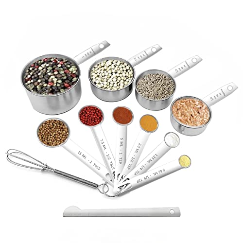 Messlöffel Set, 12 Stück Set Edelstahl-Messlöffel Messlöffel Messset zum Backen, Kochen, Küche (Cups and Spoons) von WEIQILE