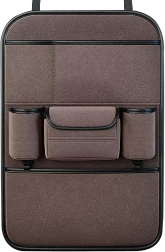 WEIQQI Autositz Rücksitz Organizer für Ford Transit Custom 2012-2023, Auto Rückenlehnenschutz Sitzschutz Multifunktional Rücksitz Organizer Rückenlehne Schutzmatte,Brown/C von WEIQQI