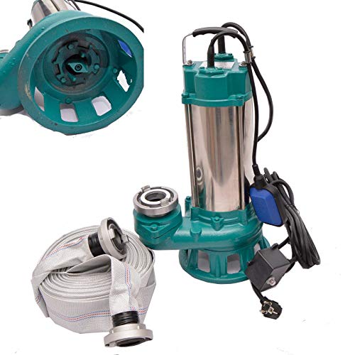 Fäkalienpumpe Tauchpumpe Schmutzwasserpumpe 2,2kW m. Cutter 400l/min. 20m C-Schlauch von WEISBACH