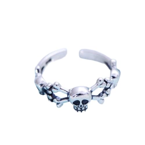 WEISHA Retro-Ring 925 Sterling Silber Ring Totenkopf Männlich Verstellbarer Ring1 von WEISHA