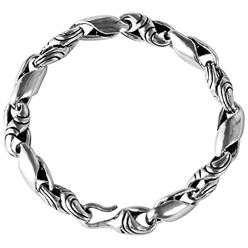 WEISHA Silberarmband S925Er Sterling Silber Retro Thai Silber Hohl Gewebt Herrenarmband Herren Hip Hop DistressedArmband von WEISHA