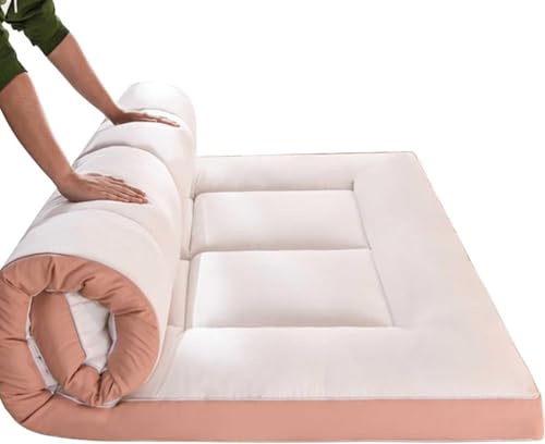 Japanische Futon-Matratze，Faltbare Tatami-Matte Tragbare Weichbodenmatratze Roll Up Bett Camping Schlafunterlage für Heim-Camping-Couch (Color : Weiss, Size : Twin) von WEISHIDAI