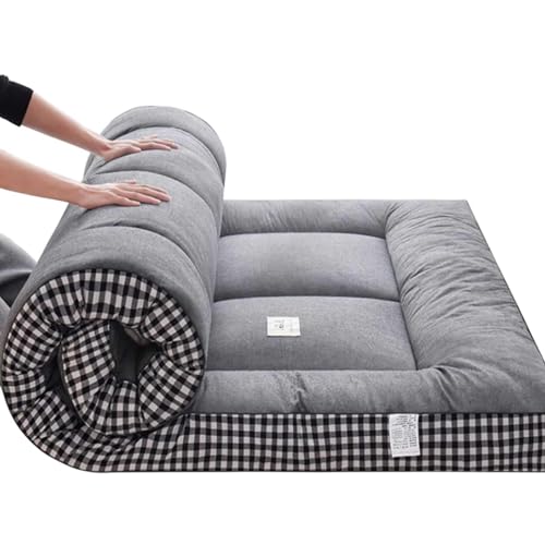 Skin Friendly Japanese Futon Mattress Floor Mattress, Foldable Mattress, Roll Up Mattress Tatami Mat, Thick Folding Sleeping Pad Breathable Floor Lounger Guest Bed for Camping Couch ( Color : GRAU , S von WEISHIDAI