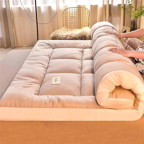WEISHIDAI Japanische Bodenmatratze Extra Dicke Faltbare Futon Bett Roll Up Matte Für Bequemes Schlafen - Fußbodenmatte Für Schlafzimmer Und Wohnzimmer (Color : Grey, Size : Full) von WEISHIDAI