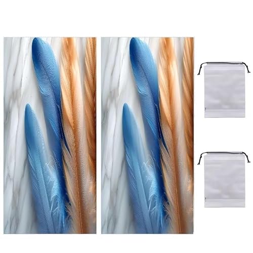 Strandtuch Feder XXL 220 x 100 cm Strandhandtuch Mikrofaser mit Tasche, Saugfahig und Schnell Trocknende Beach Towel 2 Stück, Weiches & Leichtes Strandkleider Damen Strandmatte für Strand, Reise R-915 von WEISHIWE